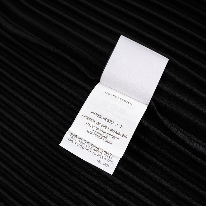 Homme Plissé Issey Miyake black micro-pleated long sleeve turtleneck, rear view showing signature accordion-pleat texture across body and sleeves - view 3