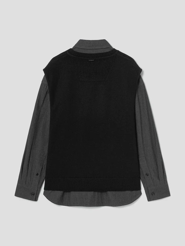 Knit Vest Layered Shirt
