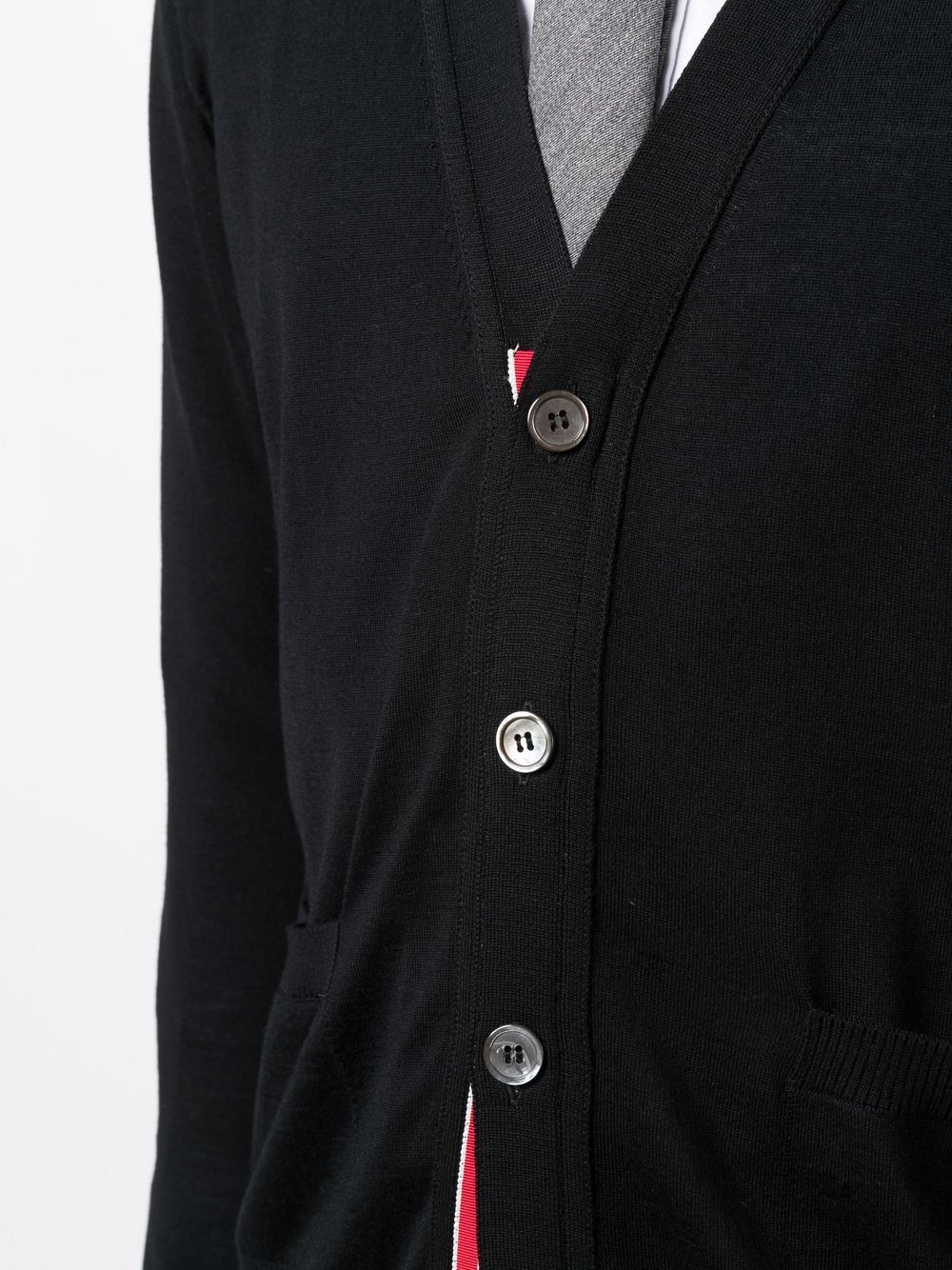 Merino Wool 4-Bar Classic V-Neck Cardigan