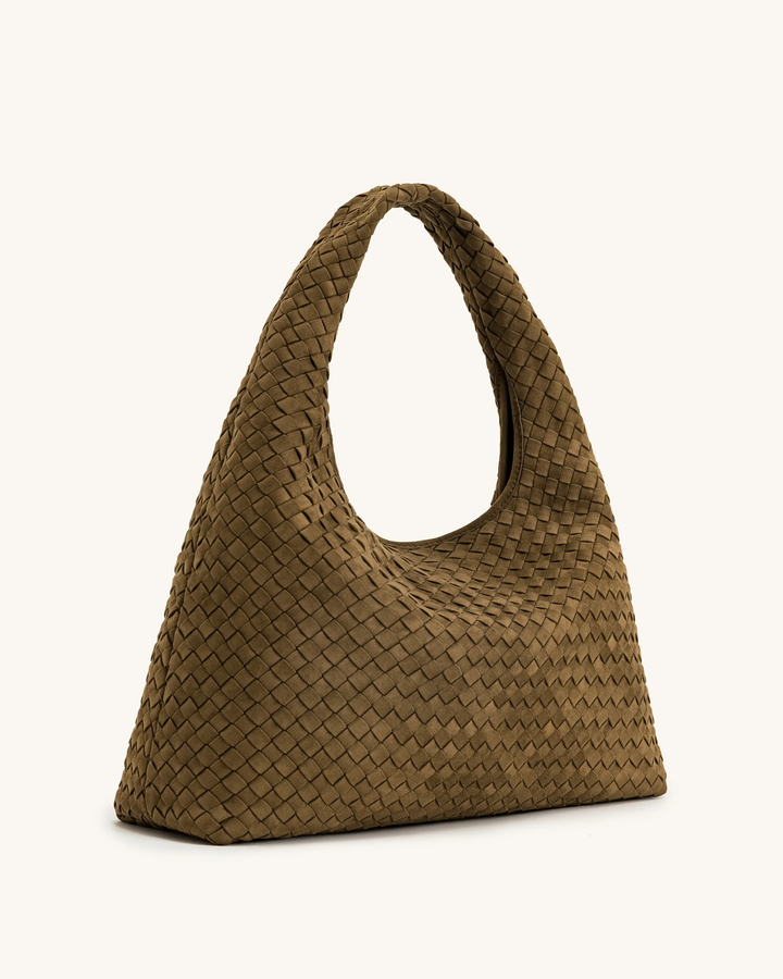 Laura Faux Suede Woven Shoulder Bag