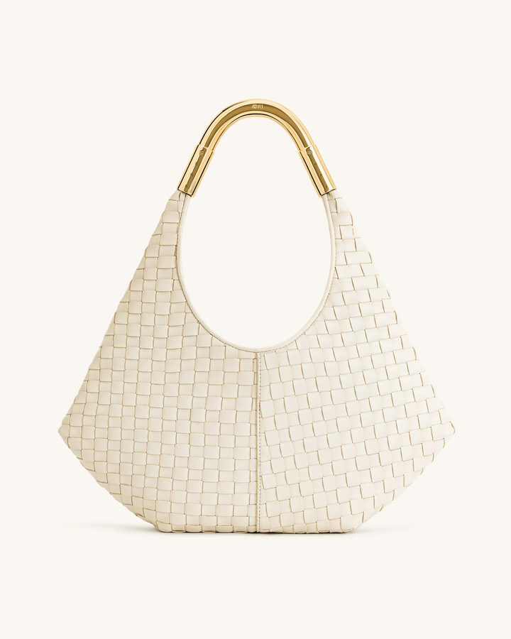 Olivia Hand-Woven Metal Handle Hobo Bag