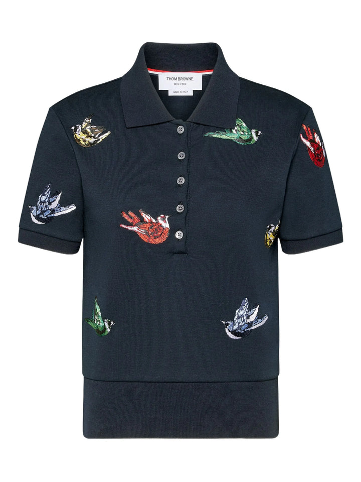 Satin Stitch Bird Embroidery Polo