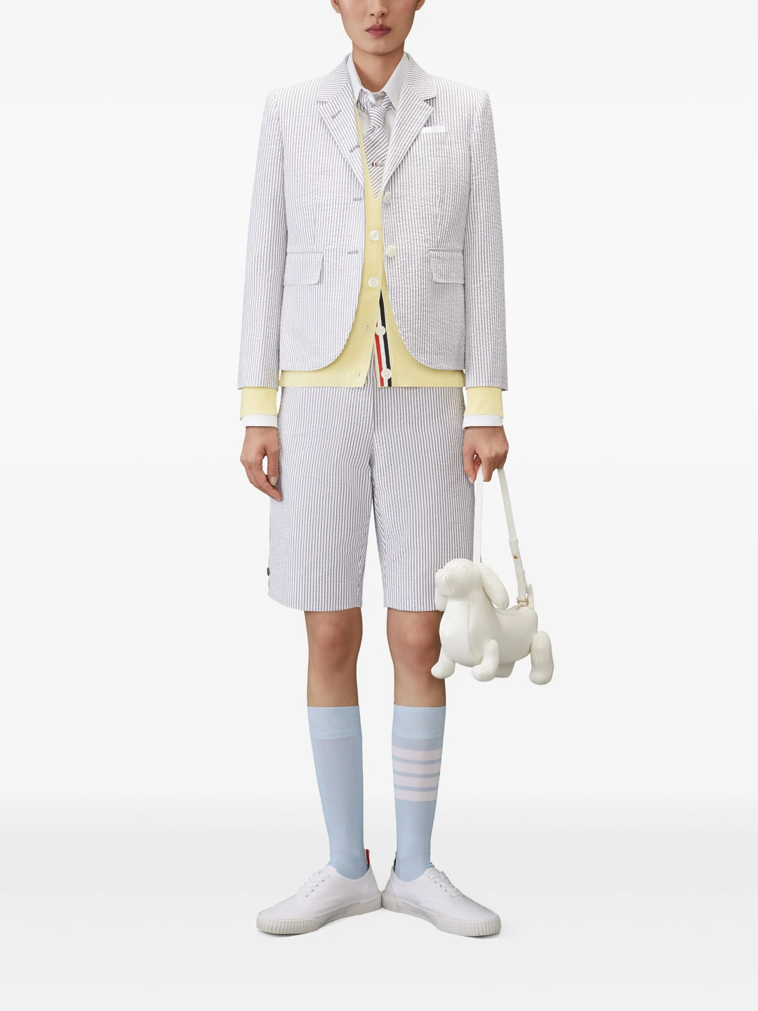 Merino Wool 4-Bar V-Neck Cardigan