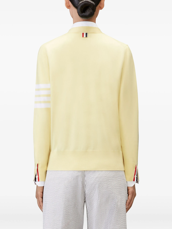 Merino Wool 4-Bar V-Neck Cardigan