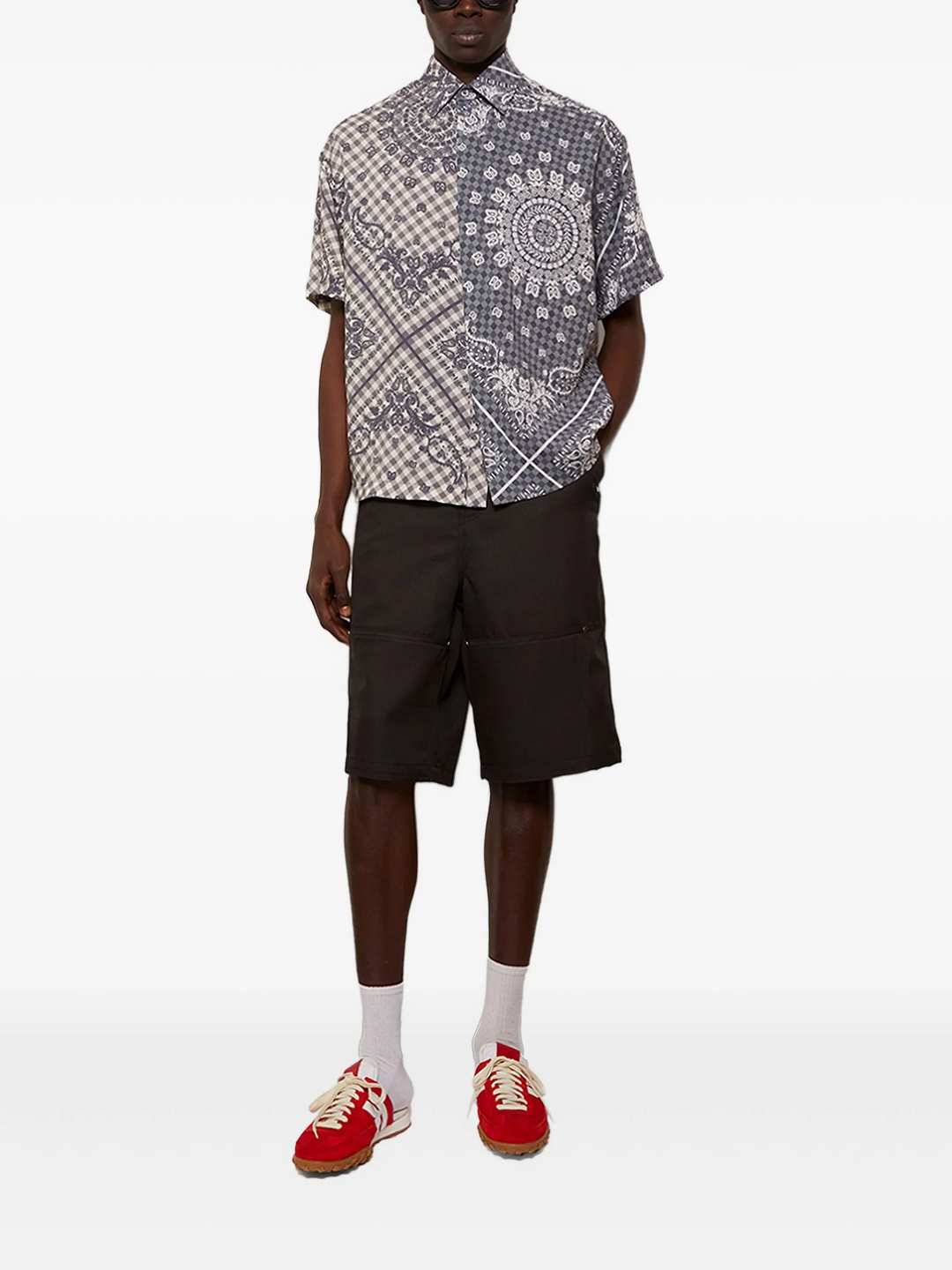 Split Gingham Bandana Button Shirt