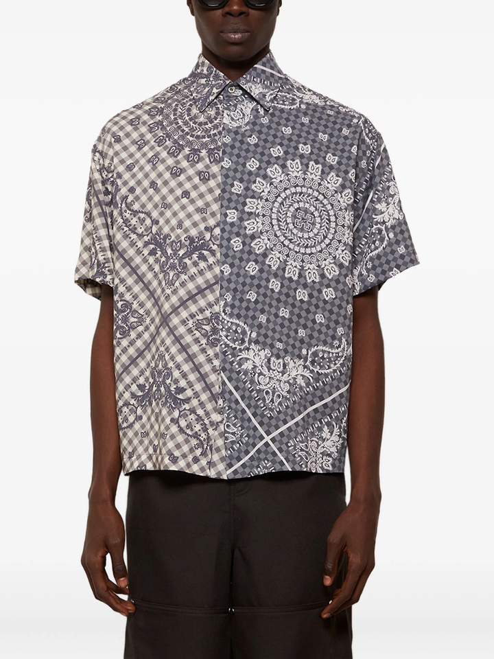 Split Gingham Bandana Button Shirt