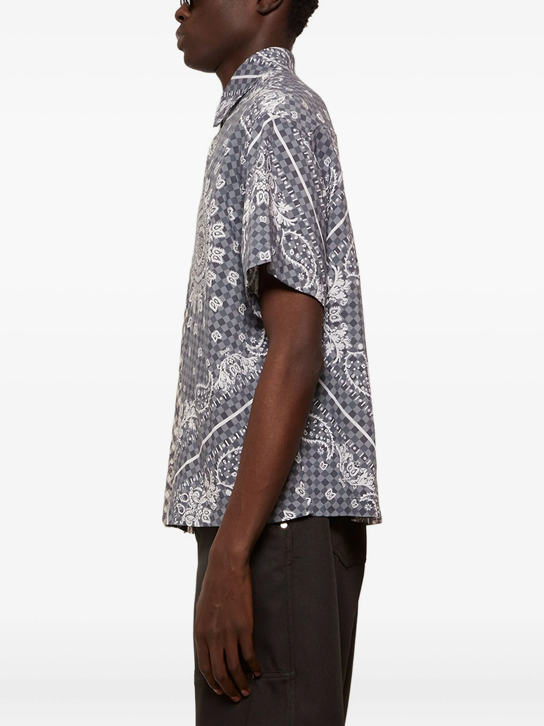 Split Gingham Bandana Button Shirt