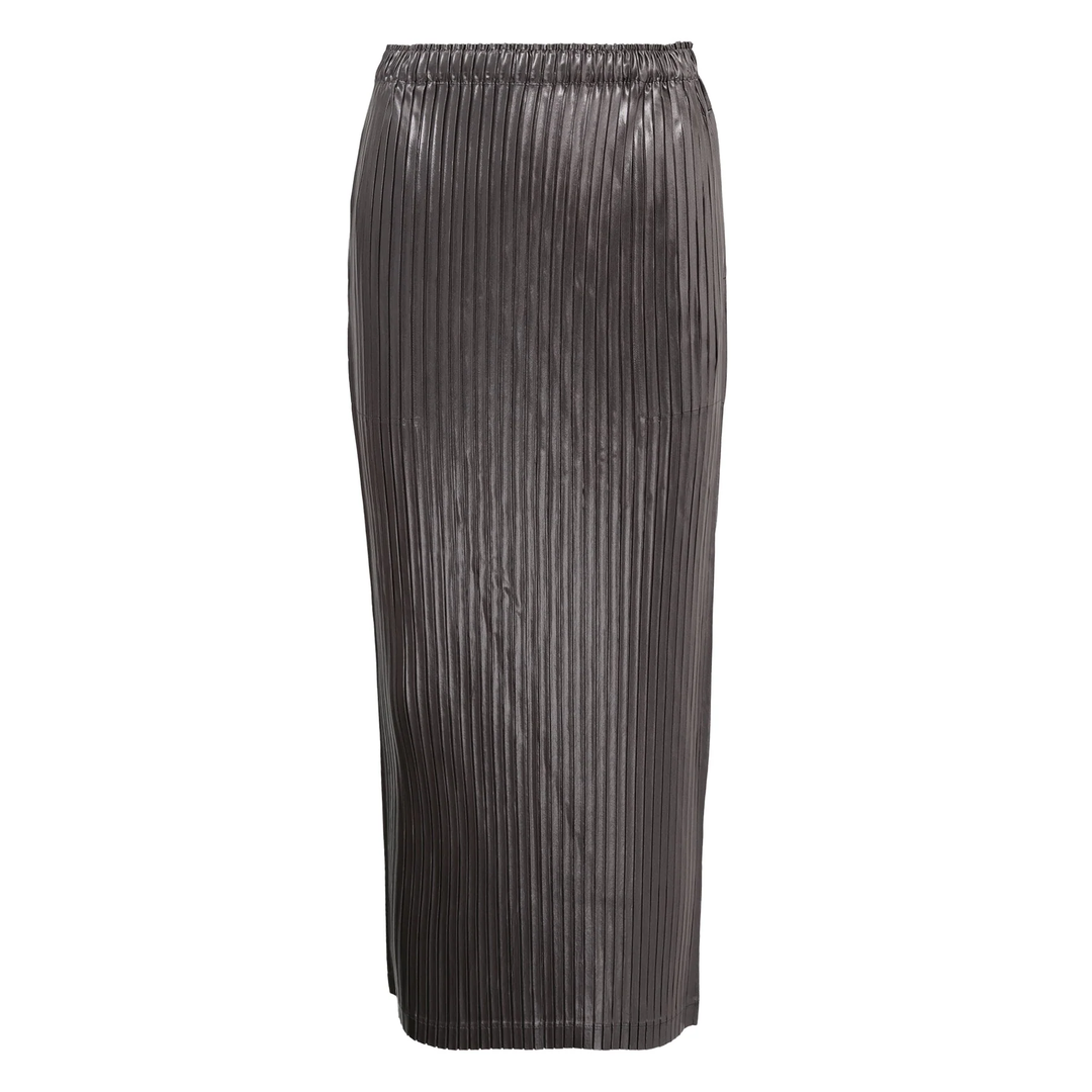 Glossed Metal Pleats Skirt