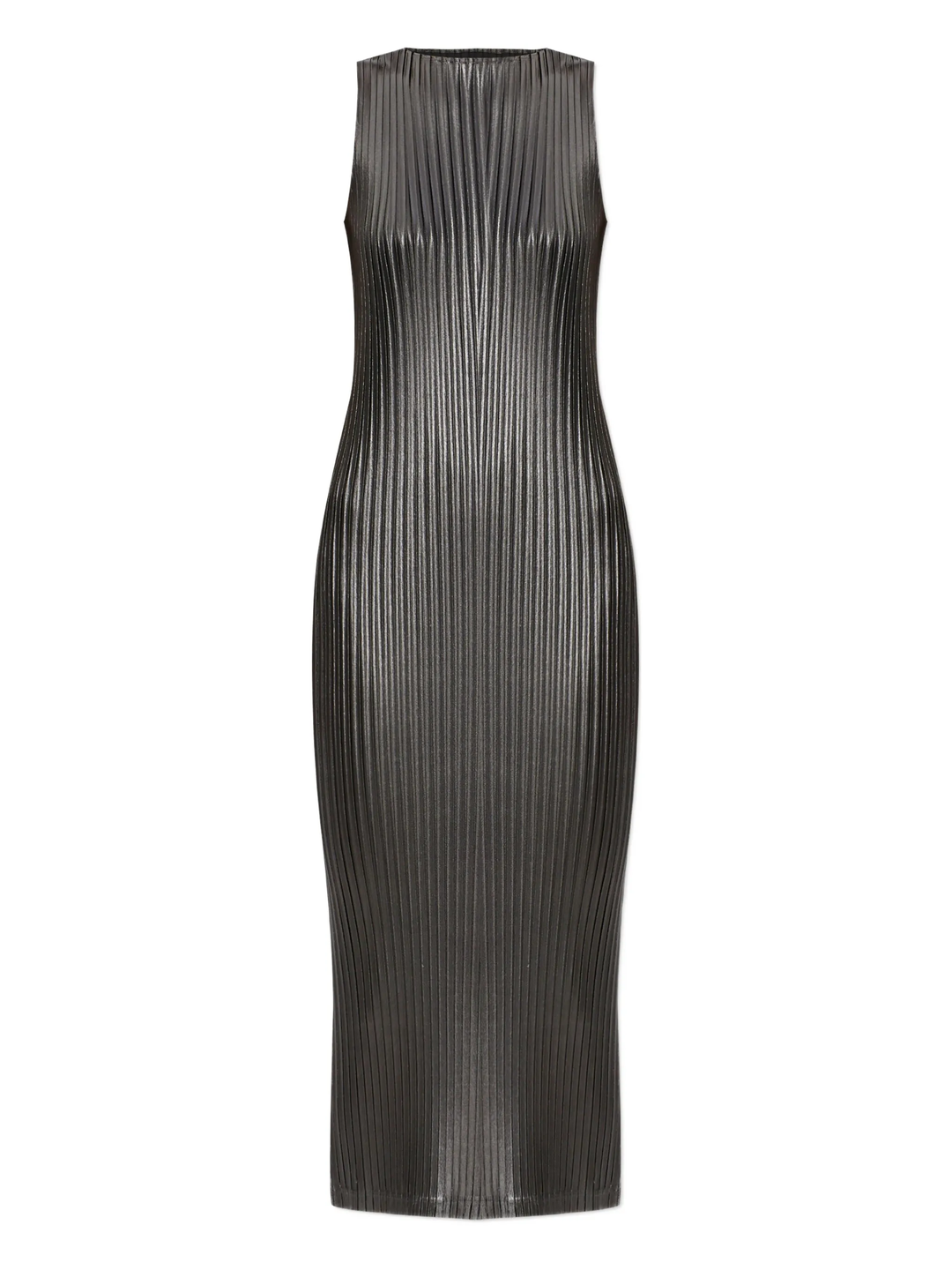 Glossed Metal Pleats Dress