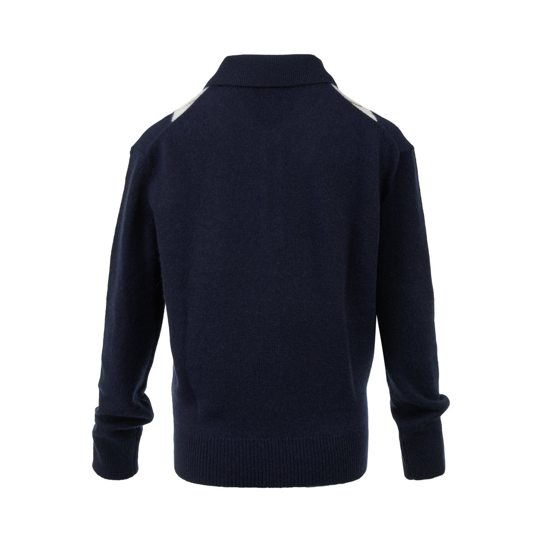 Serif Logo Argyle Cashmere Polo