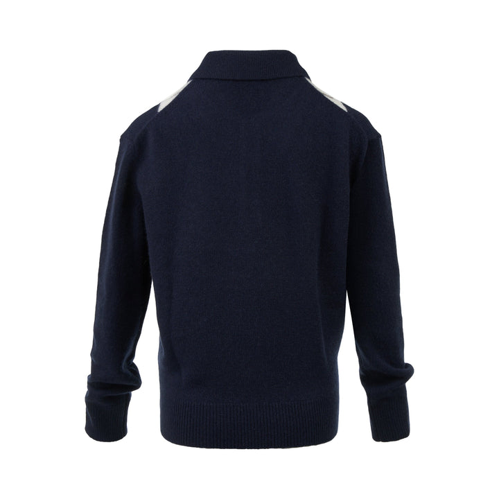 Serif Logo Argyle Cashmere Polo