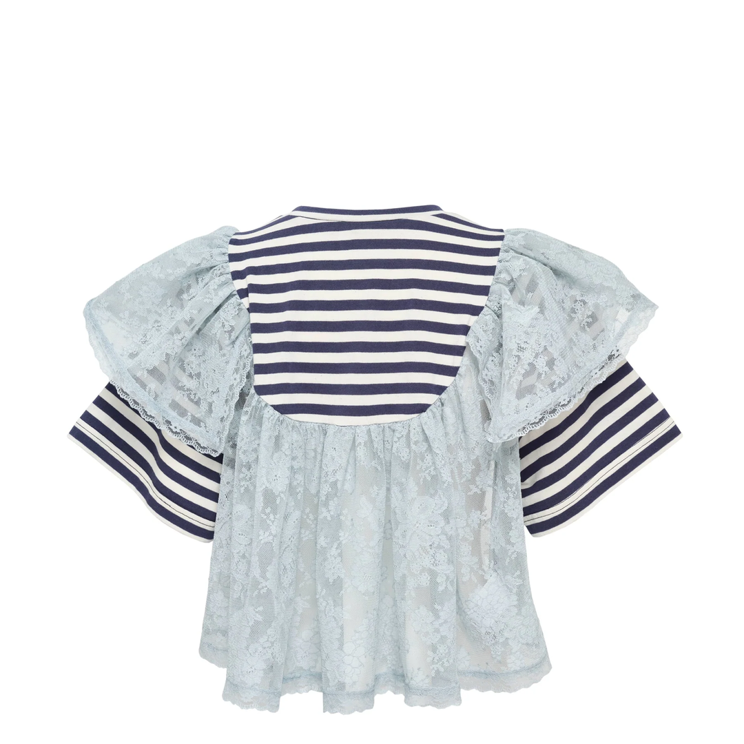 Lace Layered Striped Blouse