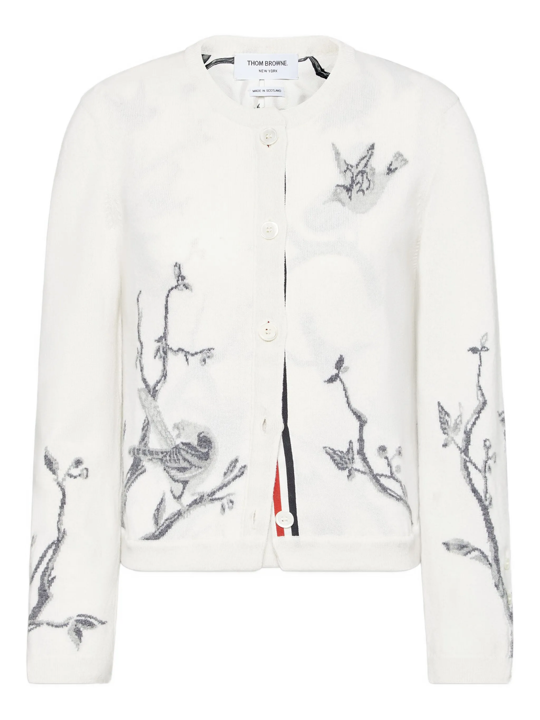 Birds Scenic Jersey Intarsia Cardigan