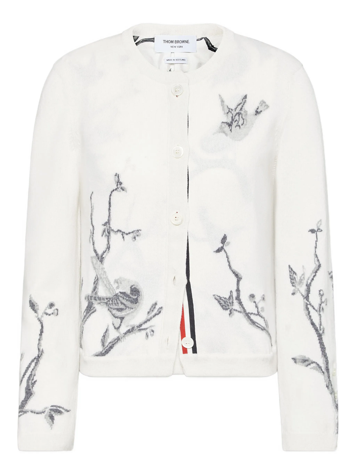 Birds Scenic Jersey Intarsia Cardigan