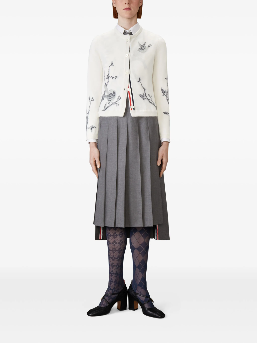 Birds Scenic Jersey Intarsia Cardigan