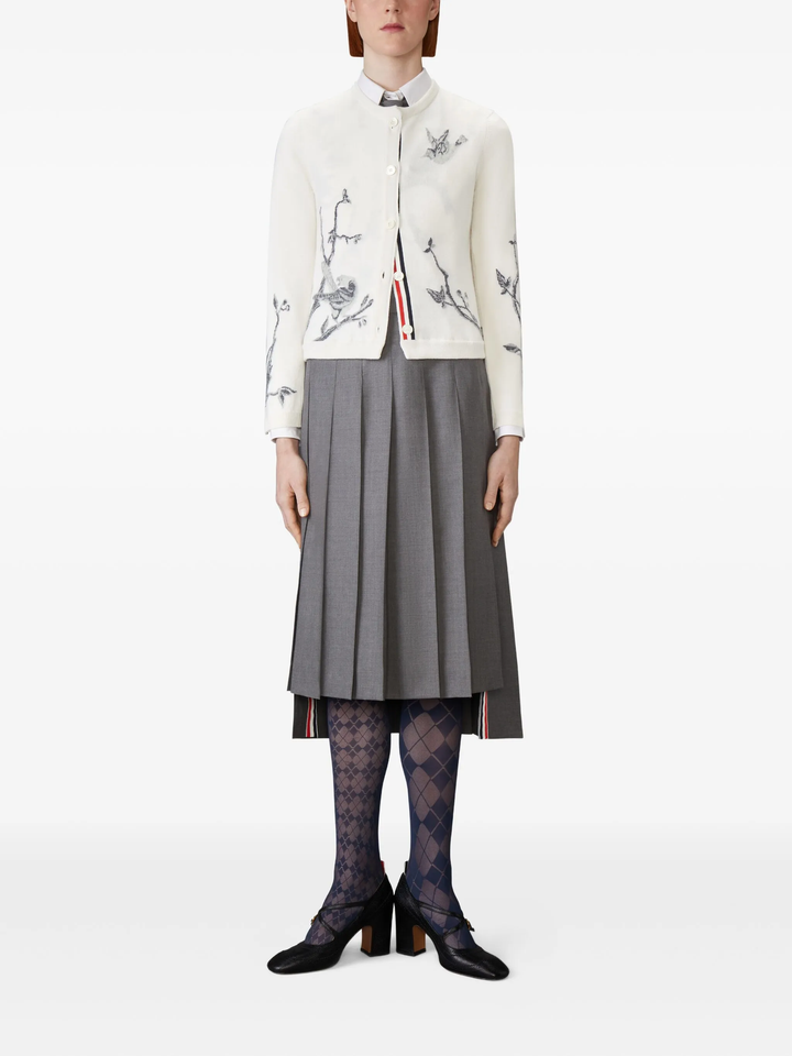 Birds Scenic Jersey Intarsia Cardigan