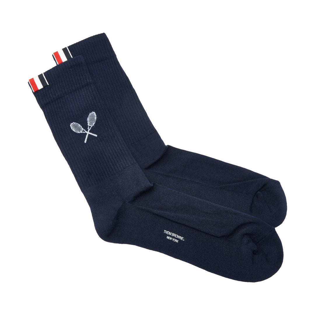 Thom Browne Tennis Racquets Intarsia Mid Socks – Available at Club 21, Official Retailer in Singapore, Malaysia & Thailand with Global Shipping Online