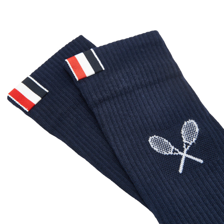 Thom Browne Tennis Racquets Intarsia Mid Socks – Available at Club 21, Official Retailer in Singapore, Malaysia & Thailand with Global Shipping Online