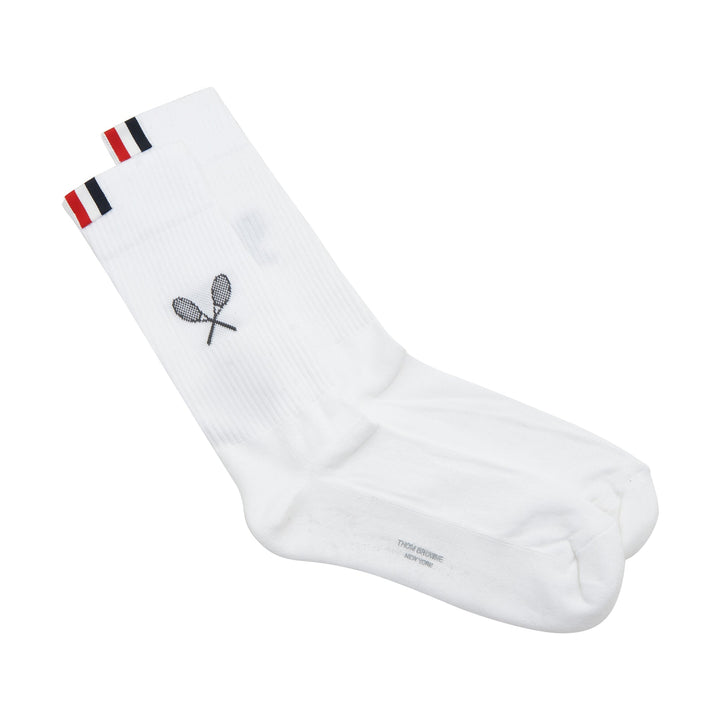 Thom Browne Tennis Racquets Intarsia Mid Socks – Available at Club 21, Official Retailer in Singapore, Malaysia & Thailand with Global Shipping Online