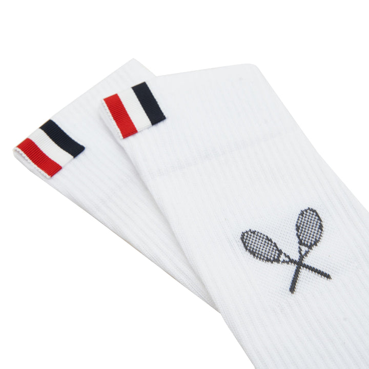 Thom Browne Tennis Racquets Intarsia Mid Socks – Available at Club 21, Official Retailer in Singapore, Malaysia & Thailand with Global Shipping Online