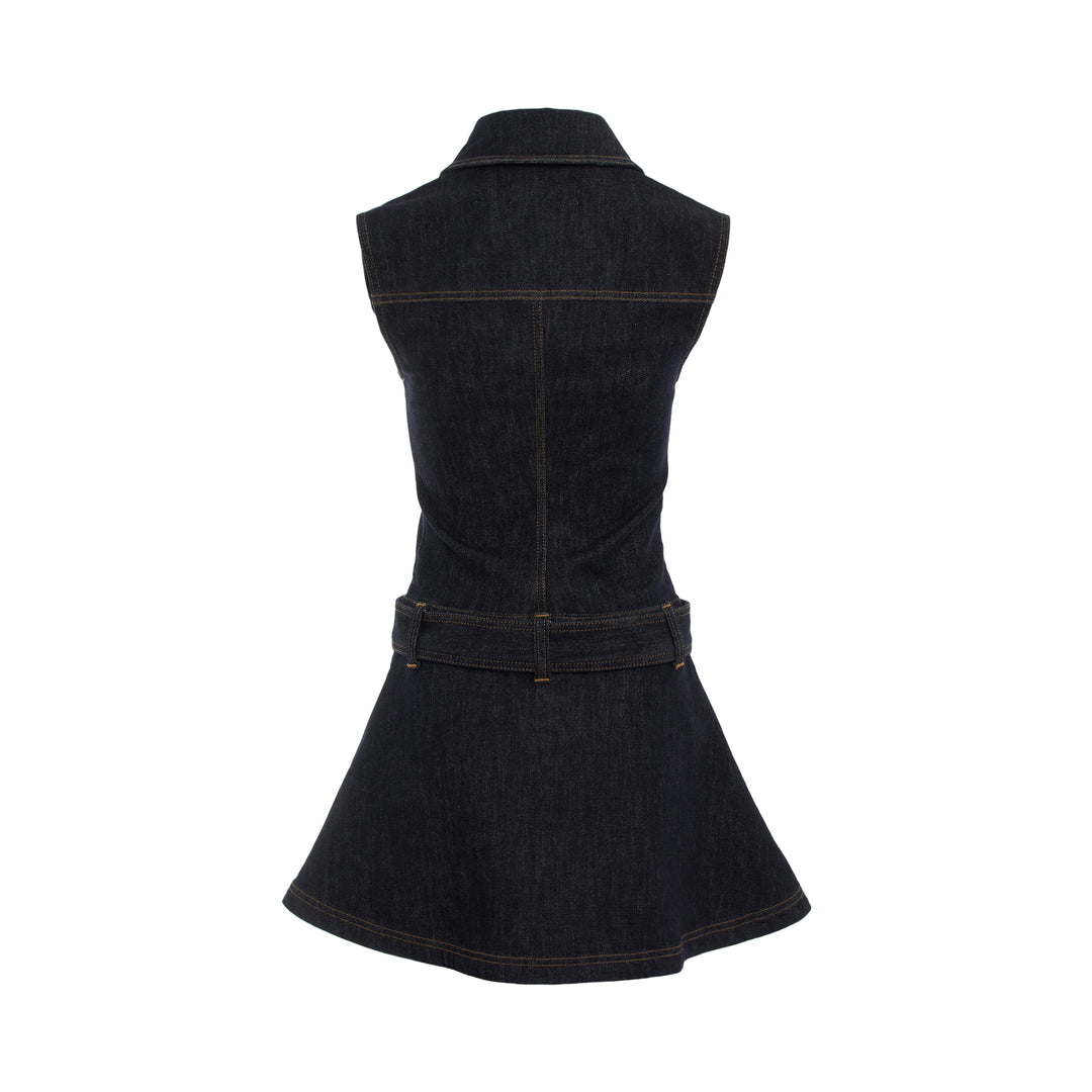 Indigo Denim Flared Mini Dress