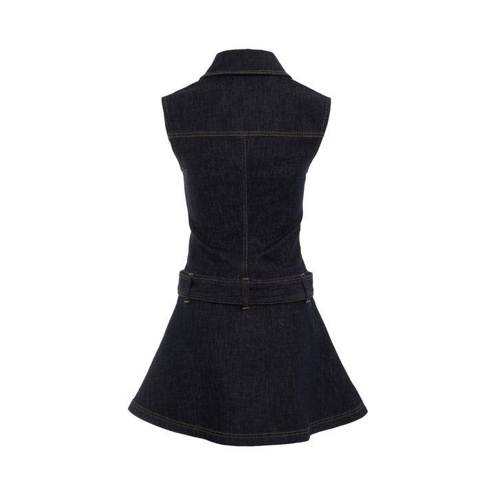 Indigo Denim Flared Mini Dress