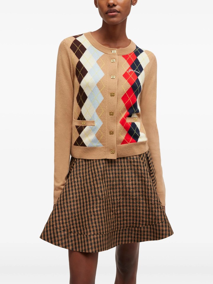 Cashmere Wool Argyle Cardigan