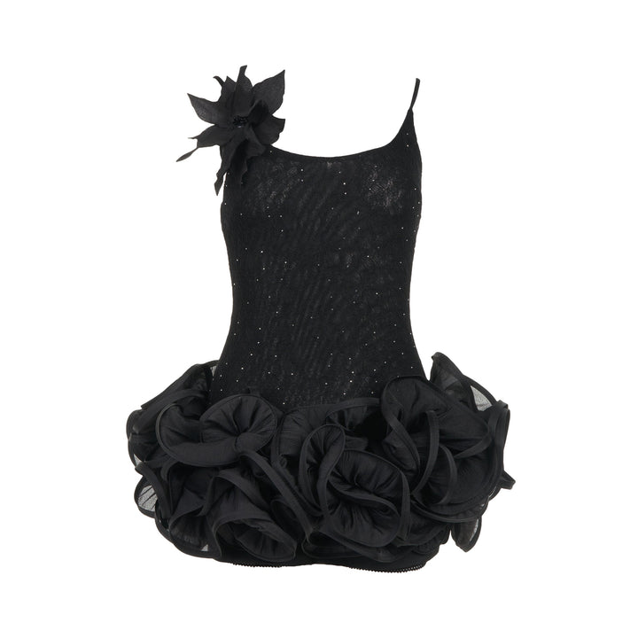 Black Sequin Ruffle Dress