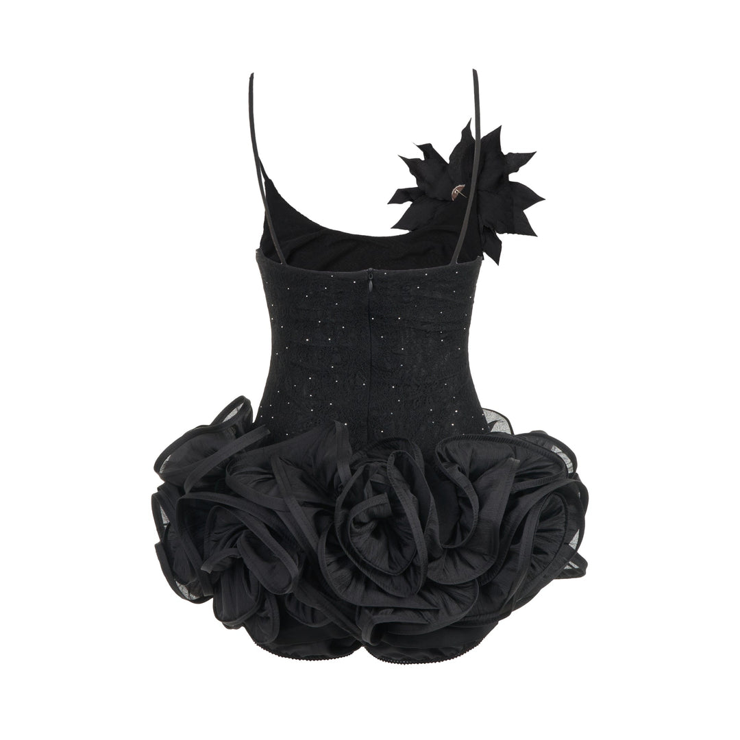 Black Sequin Ruffle Dress