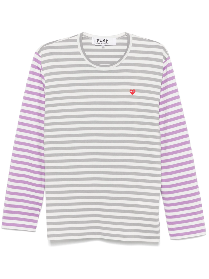 Small Red Embroidery Bi-Color Long Sleeve Tee