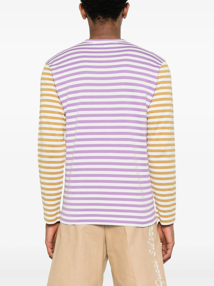 Small Red Embroidered Bi-Color Long Sleeve Tee