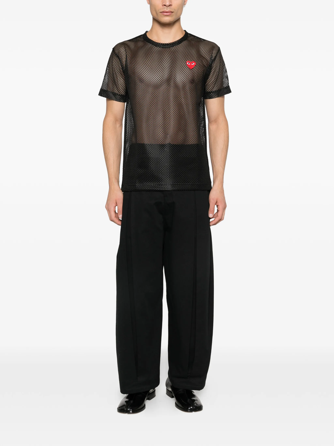 Red Heart Emblem Mesh Tee
