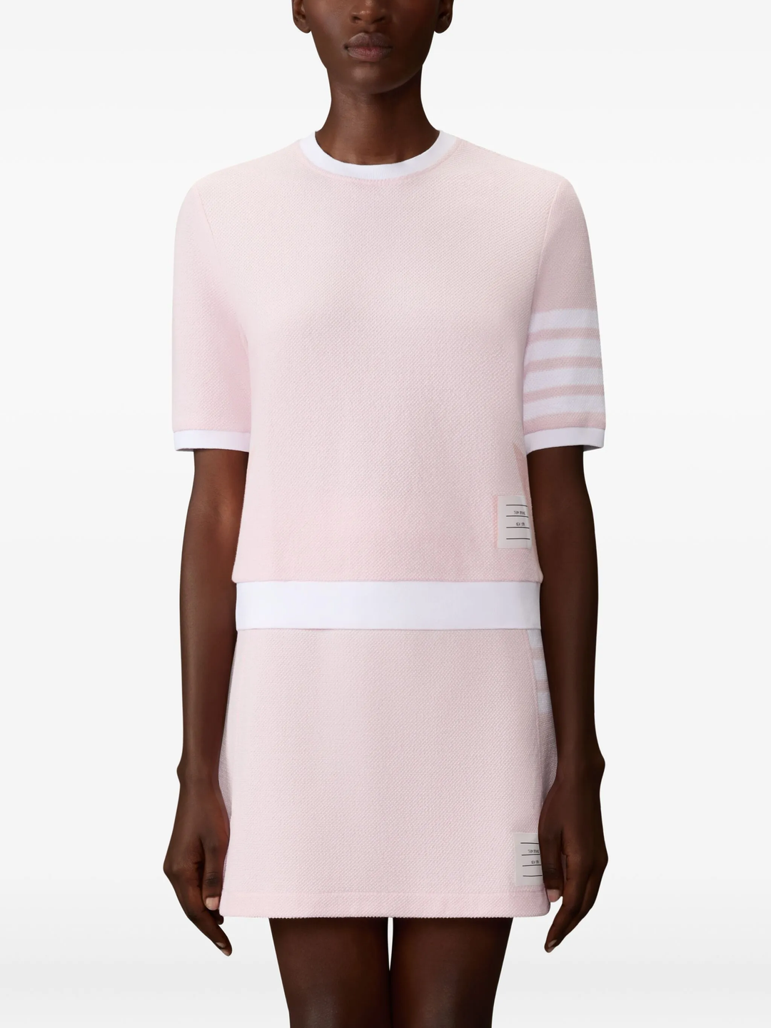 Rib Cuff Tee In Textured Pique