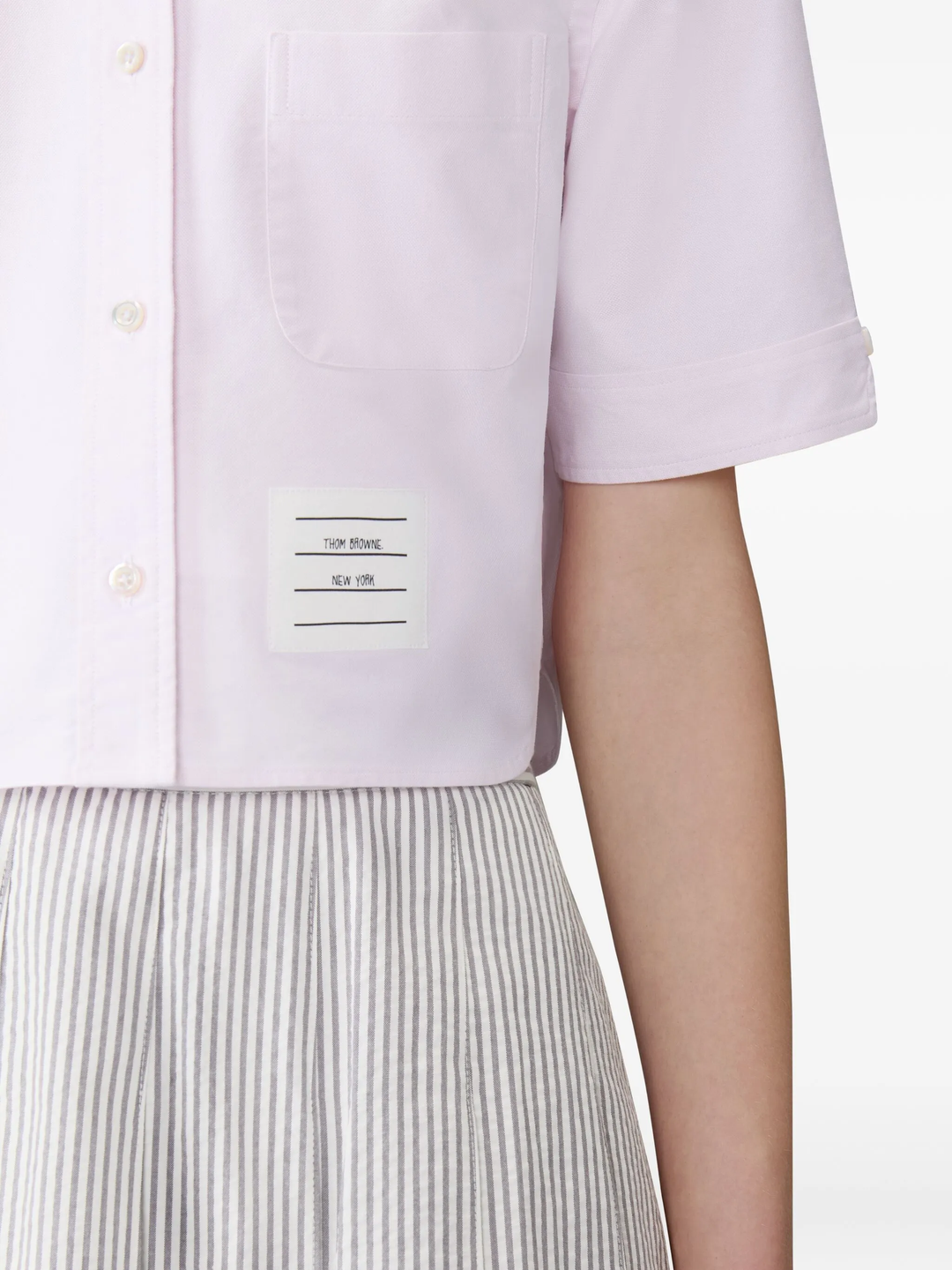 Cropped Short Sleeve Oxford Shirt
