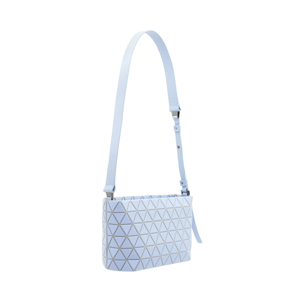 Bao Bao Issey Miyake Solid Crystal Matte Shoulder Bag in pale blue with geometric triangle tile panel construction and adjustable crossbody strap