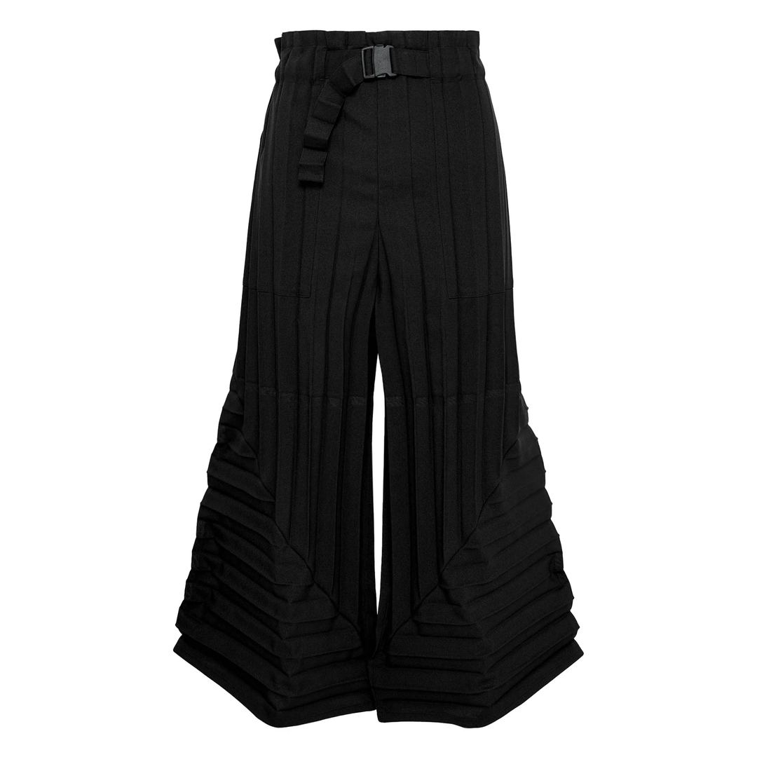 Color Pleats Bottom Pants