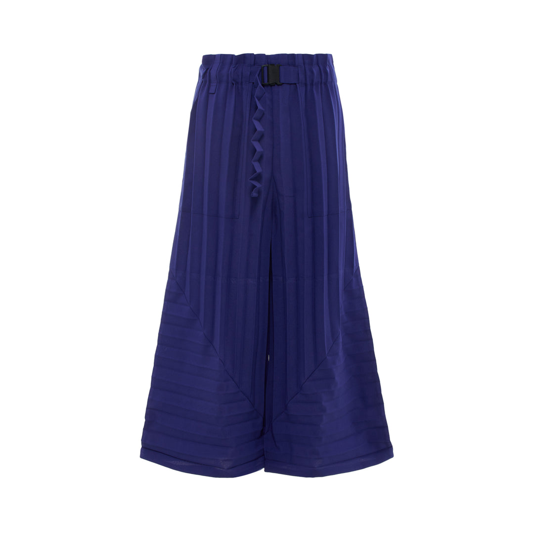 Color Pleats Wide Pants