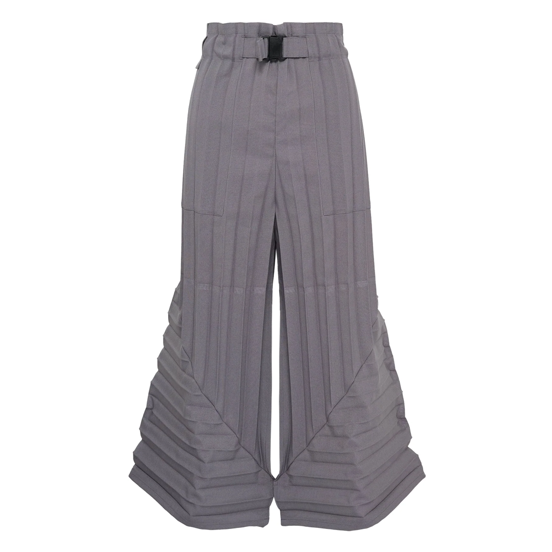 Color Pleats Bottom Pants
