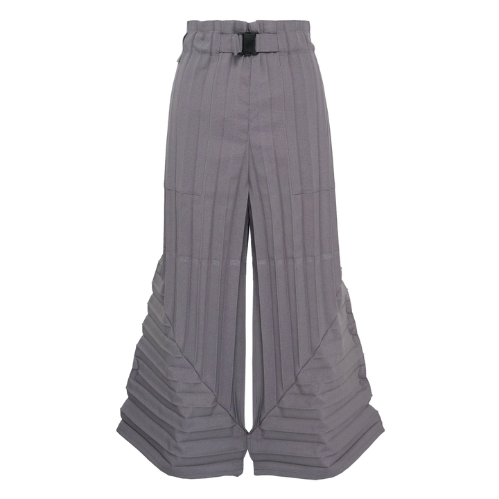 Color Pleats Bottom Pants