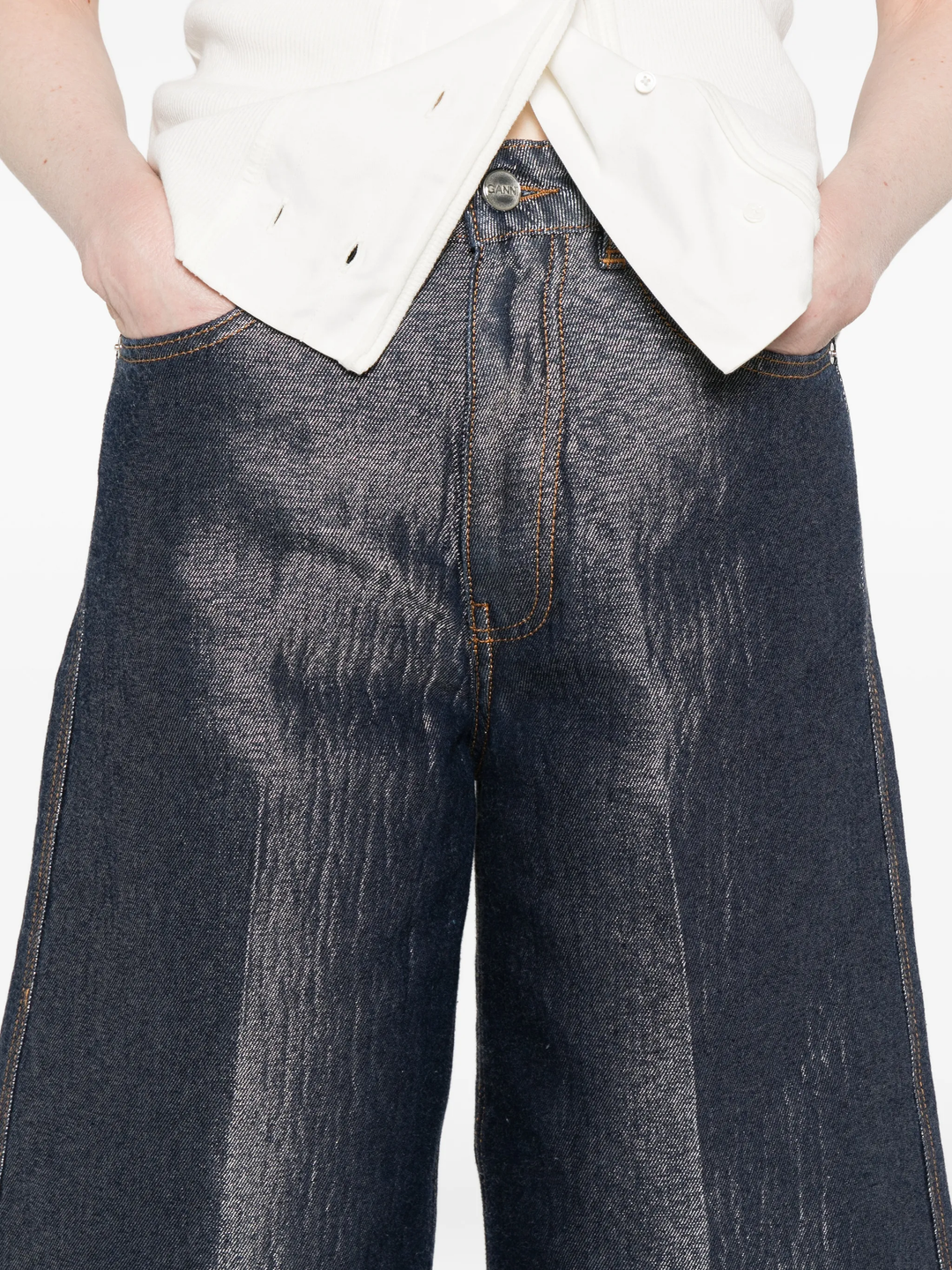 Shiny Weft Denim Shorts