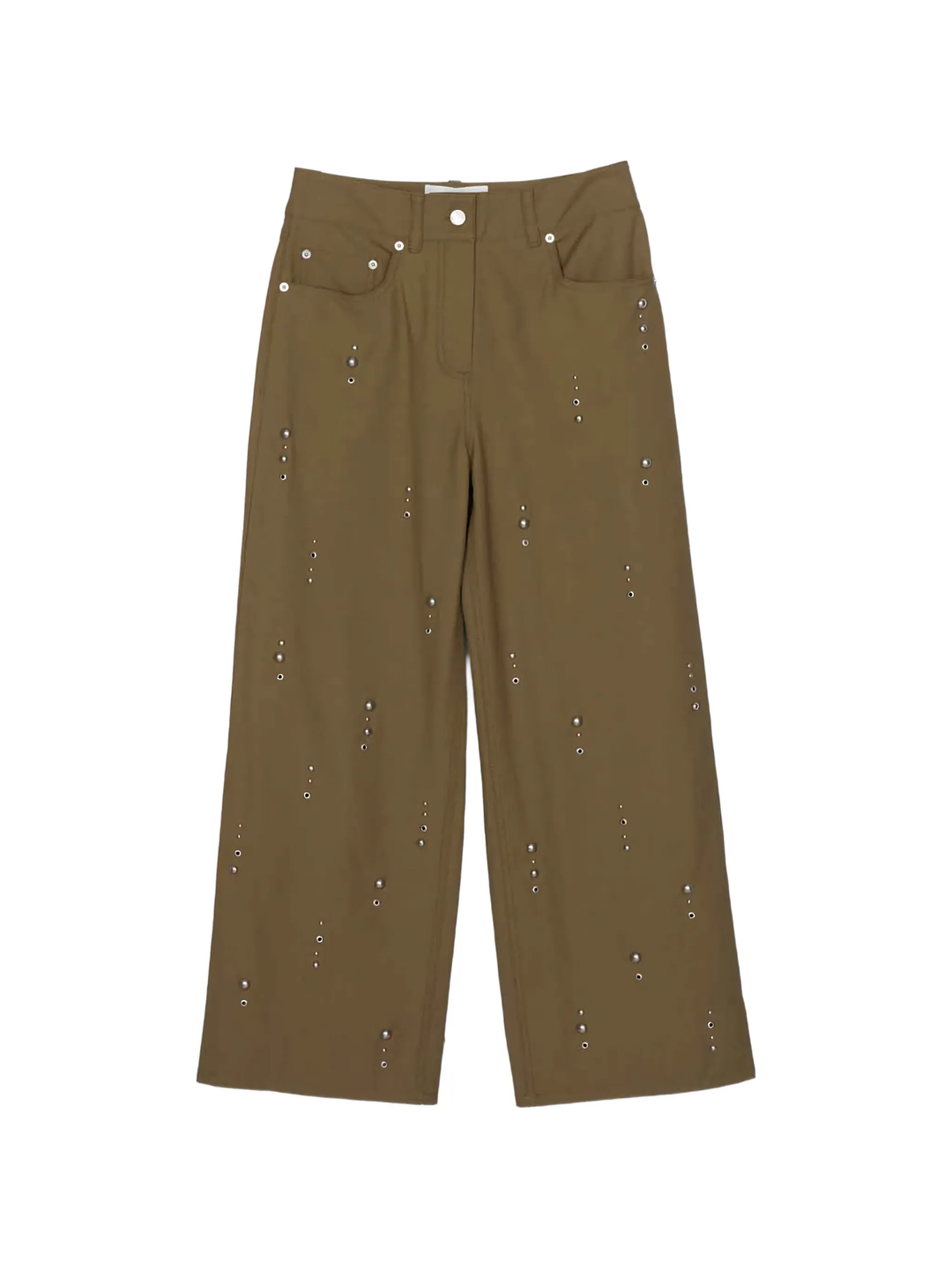 Flat Front Wide Leg Studded Pants