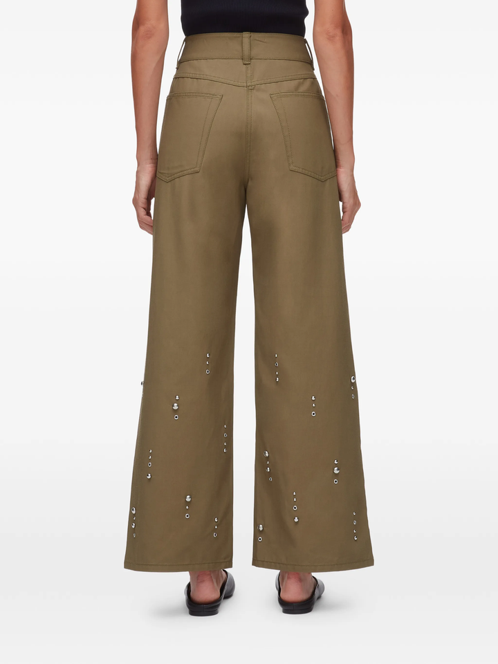 Flat Front Wide Leg Studded Pants