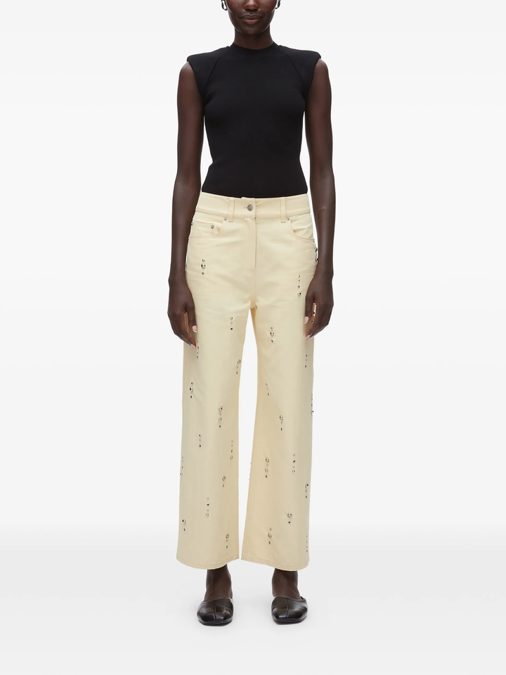 Flat Front Wide Leg Studded Pants