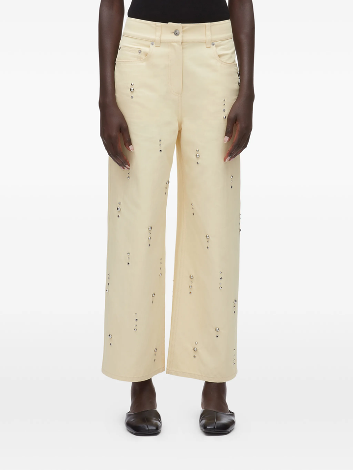 Flat Front Wide Leg Studded Pants