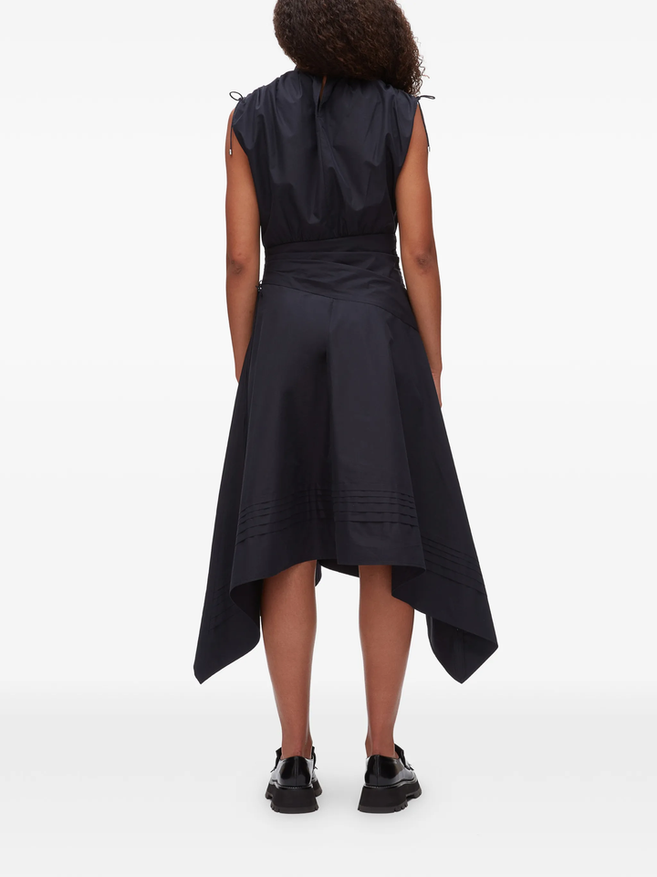 Sleeveless Ruched Dress With Handkerchief Hem
