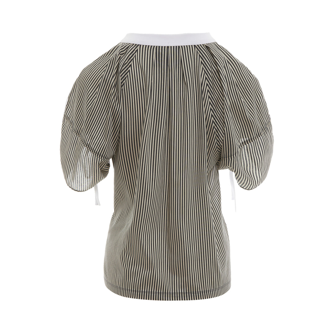 Short Sleeve Ruched Sleeve Combo Tee