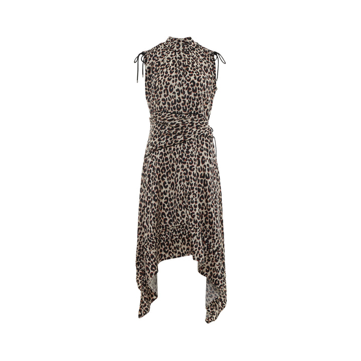 Leopard Ruched Sleeveless Dress