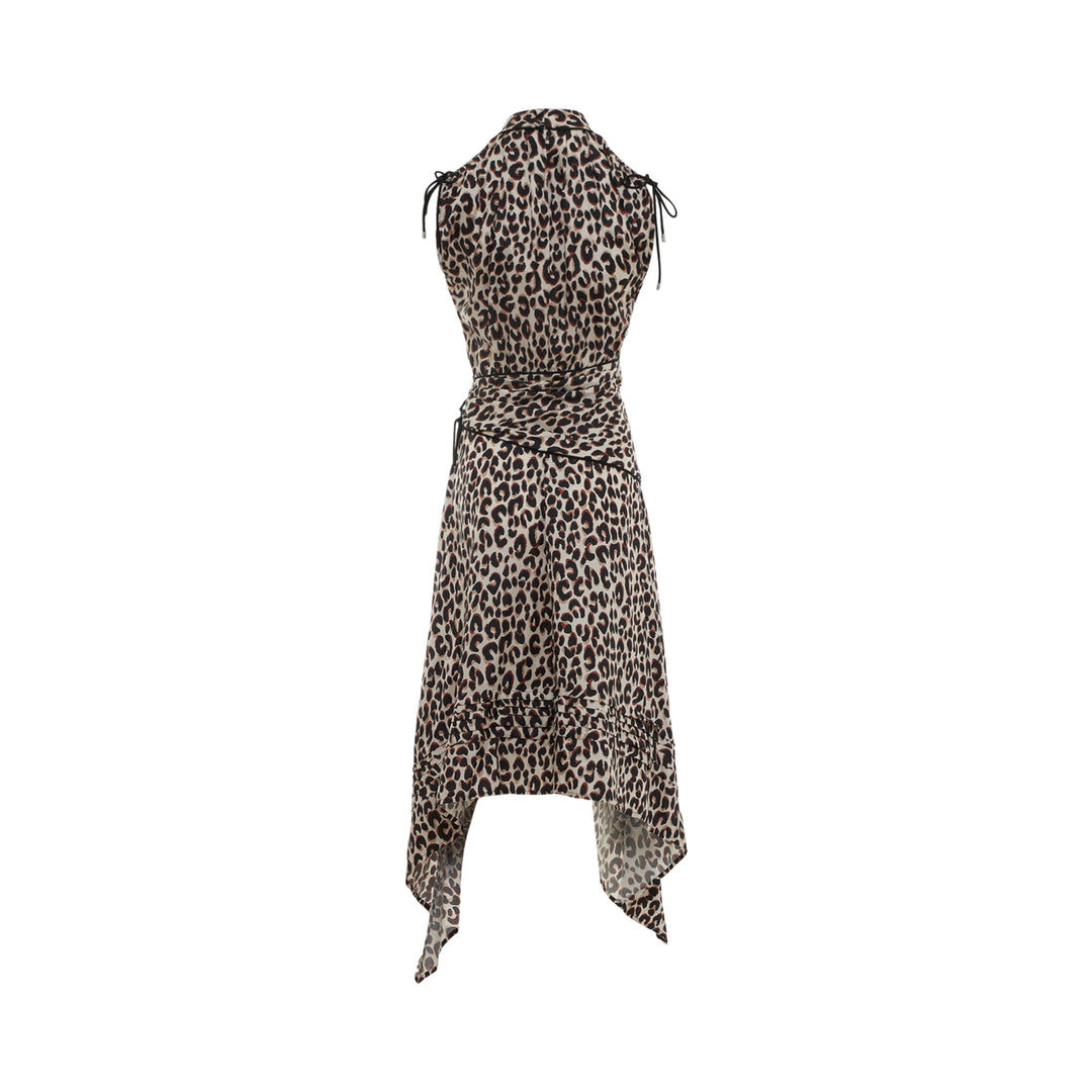 Leopard Ruched Sleeveless Dress