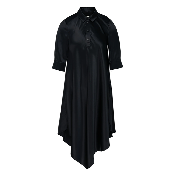 Asymmetric Satin Shirt Dress