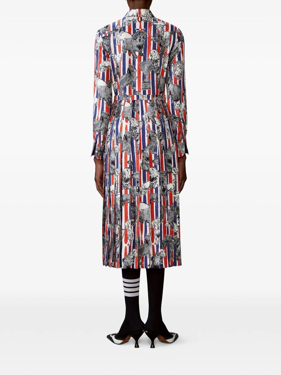 Calf Length Long Sleeve Pleated Bottom Dress